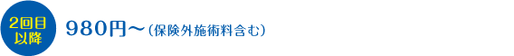 2回目以降　980円～（保険外施術料含む）